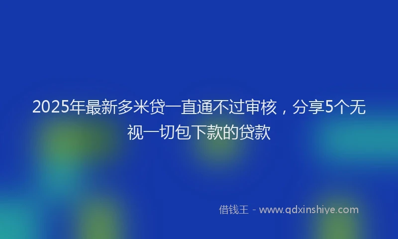 2025年最新多米贷一直通不过审核，分享5个无视一切包下款的贷款