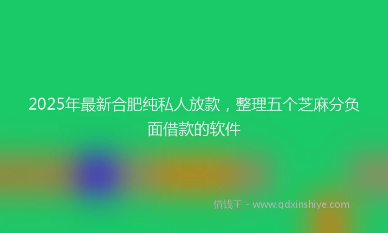 2025年最新合肥纯私人放款，整理五个芝麻分负面借款的软件