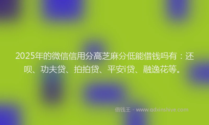 2025年的微信信用分高芝麻分低能借钱吗有：还呗、功夫贷、拍拍贷、平安i贷、融逸花等。