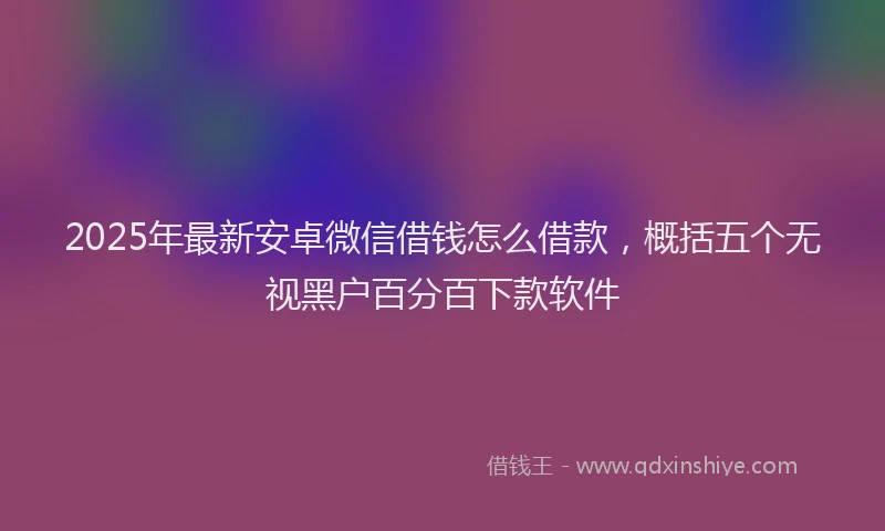 2025年最新安卓微信借钱怎么借款，概括五个无视黑户百分百下款软件