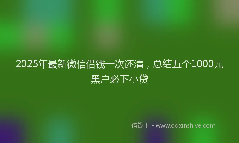 2025年最新微信借钱一次还清，总结五个1000元黑户必下小贷