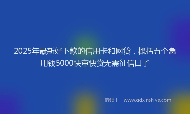 2025年最新好下款的信用卡和网贷，概括五个急用钱5000快审快贷无需征信口子