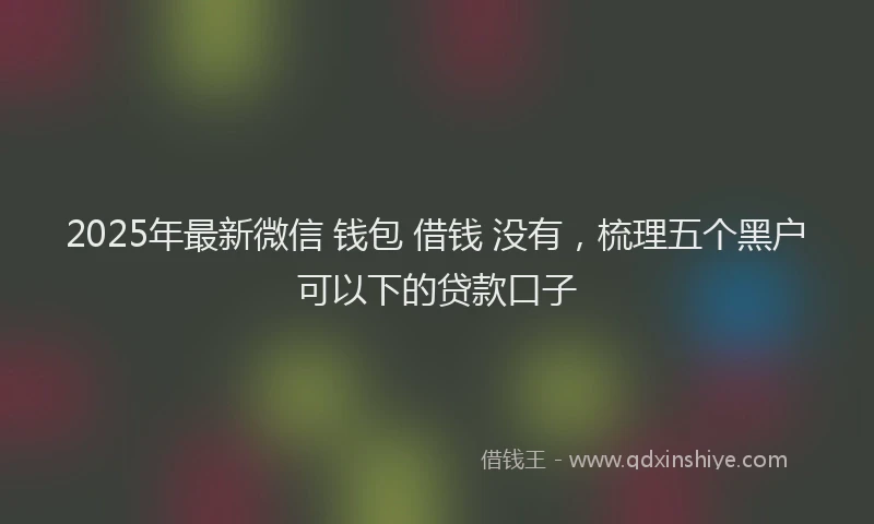 2025年最新微信 钱包 借钱 没有，梳理五个黑户可以下的贷款口子