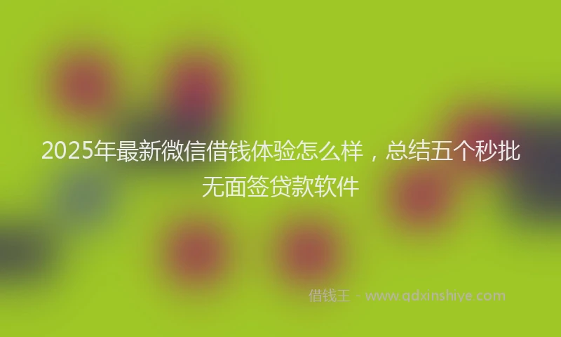 2025年最新微信借钱体验怎么样，总结五个秒批无面签贷款软件
