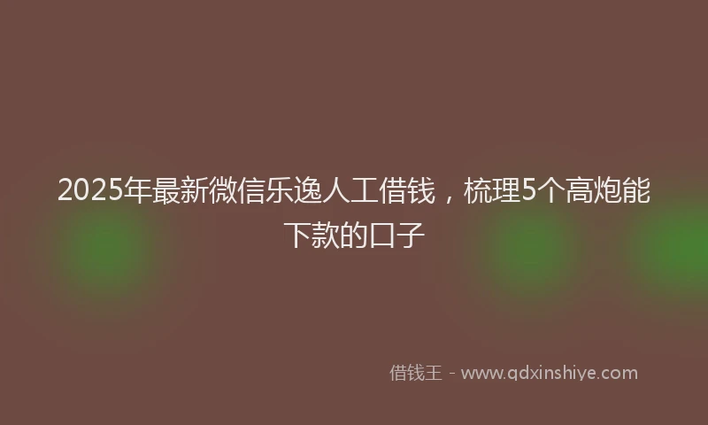 2025年最新微信乐逸人工借钱，梳理5个高炮能下款的口子
