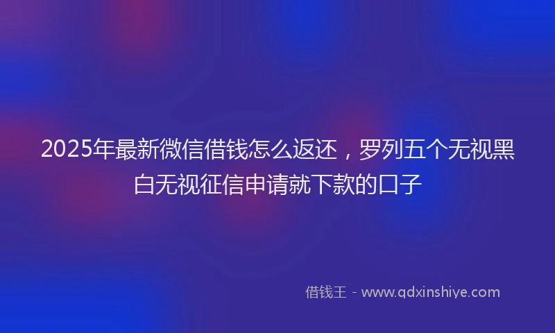 2025年最新微信借钱怎么返还，罗列五个无视黑白无视征信申请就下款的口子