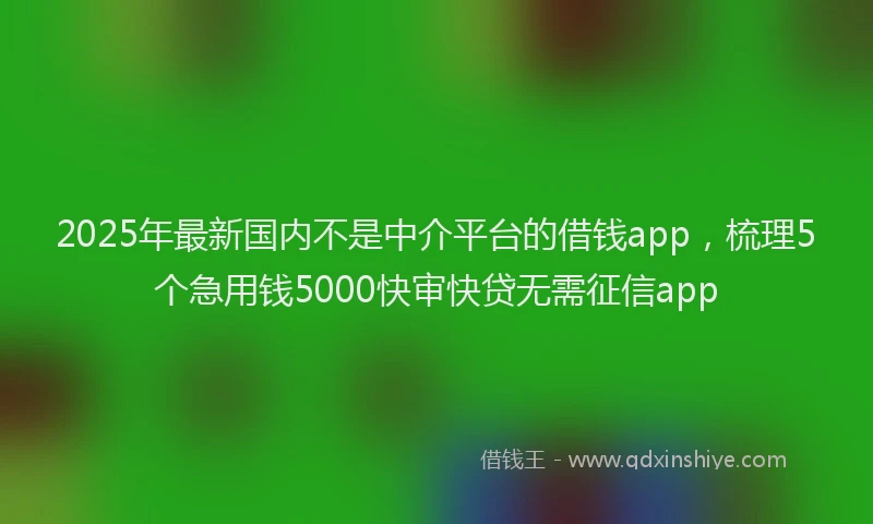 2025年最新国内不是中介平台的借钱app，梳理5个急用钱5000快审快贷无需征信app