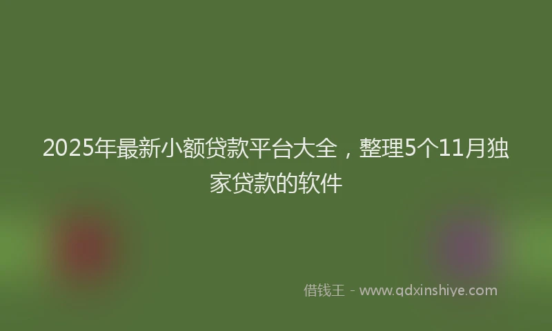 2025年最新小额贷款平台大全，整理5个11月独家贷款的软件