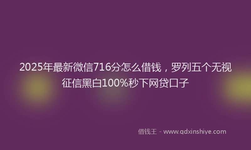 2025年最新微信716分怎么借钱，罗列五个无视征信黑白100%秒下网贷口子