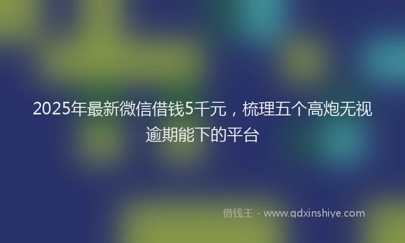 2025年最新微信借钱5千元，梳理五个高炮无视逾期能下的平台