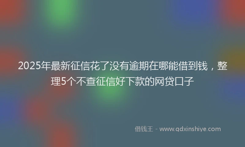 2025年最新征信花了没有逾期在哪能借到钱，整理5个不查征信好下款的网贷口子