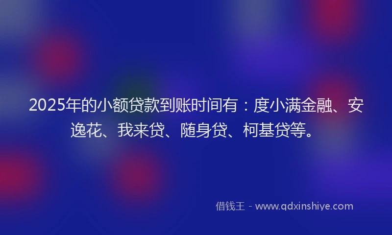 2025年的小额贷款到账时间有：度小满金融、安逸花、我来贷、随身贷、柯基贷等。