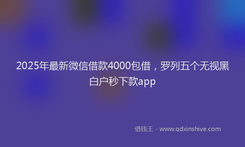 2025年最新微信借款4000包借，罗列五个无视黑白户秒下款app
