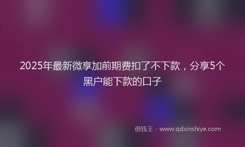 2025年最新微享加前期费扣了不下款，分享5个黑户能下款的口子