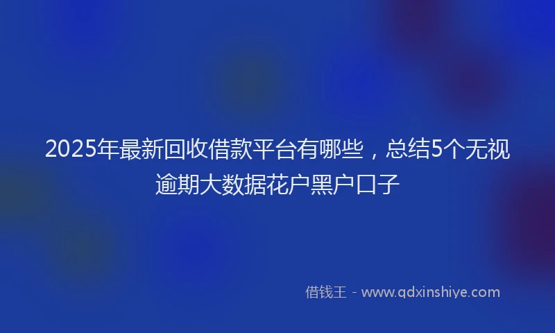 2025年最新回收借款平台有哪些，总结5个无视逾期大数据花户黑户口子