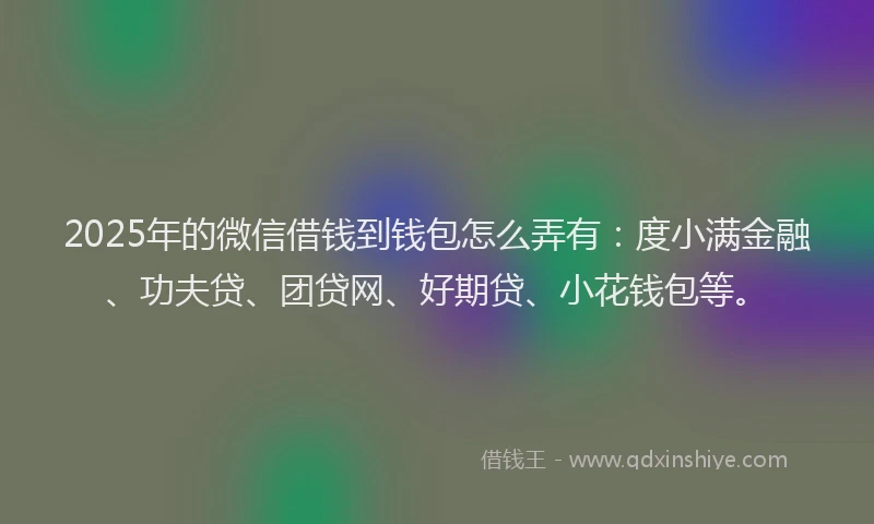 2025年的微信借钱到钱包怎么弄有：度小满金融、功夫贷、团贷网、好期贷、小花钱包等。