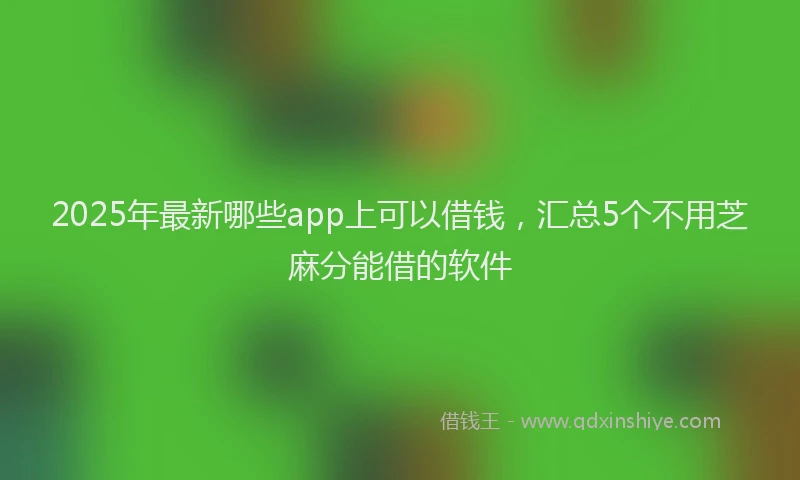 2025年最新哪些app上可以借钱，汇总5个不用芝麻分能借的软件