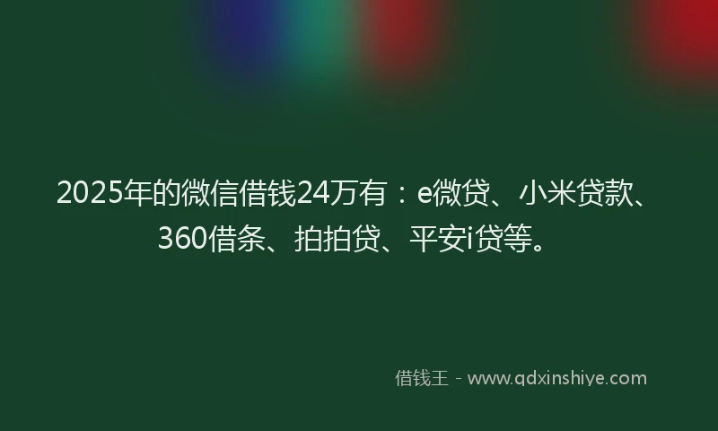 2025年的微信借钱24万有：e微贷、小米贷款、360借条、拍拍贷、平安i贷等。