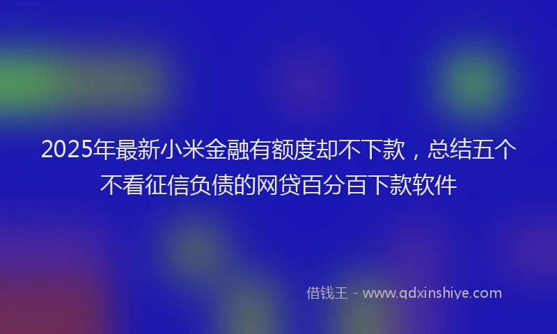 2025年最新小米金融有额度却不下款，总结五个不看征信负债的网贷百分百下款软件