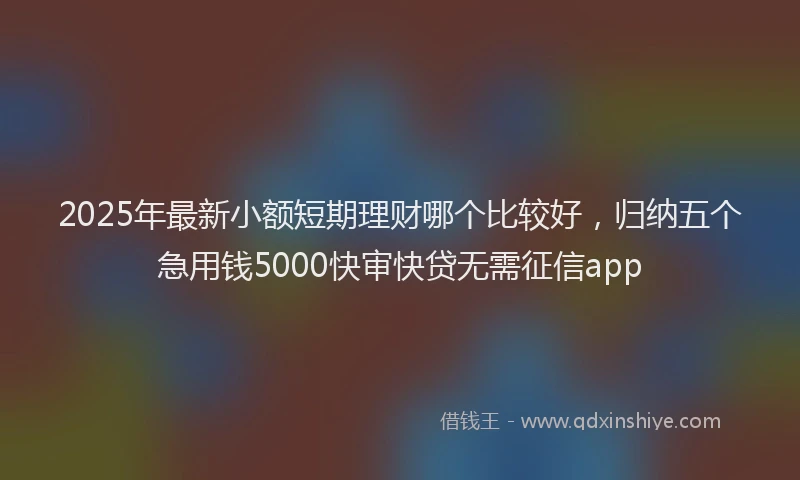 2025年最新小额短期理财哪个比较好，归纳五个急用钱5000快审快贷无需征信app
