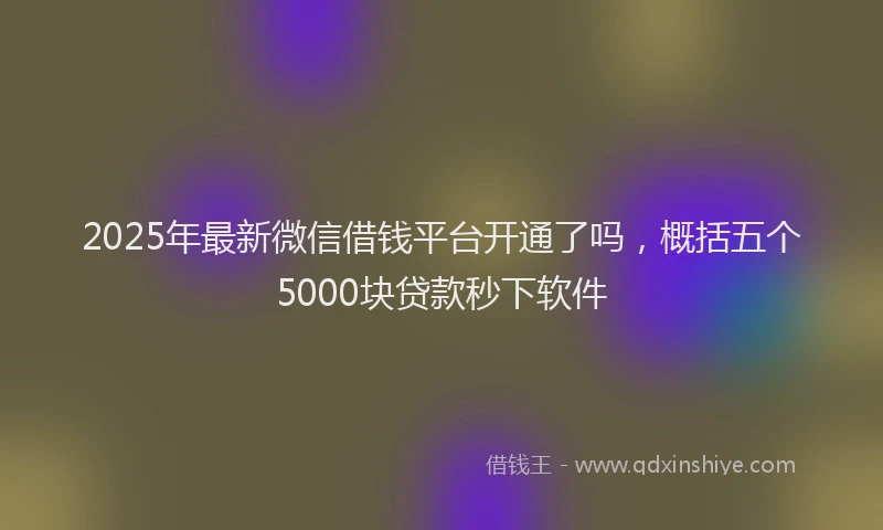 2025年最新微信借钱平台开通了吗，概括五个5000块贷款秒下软件