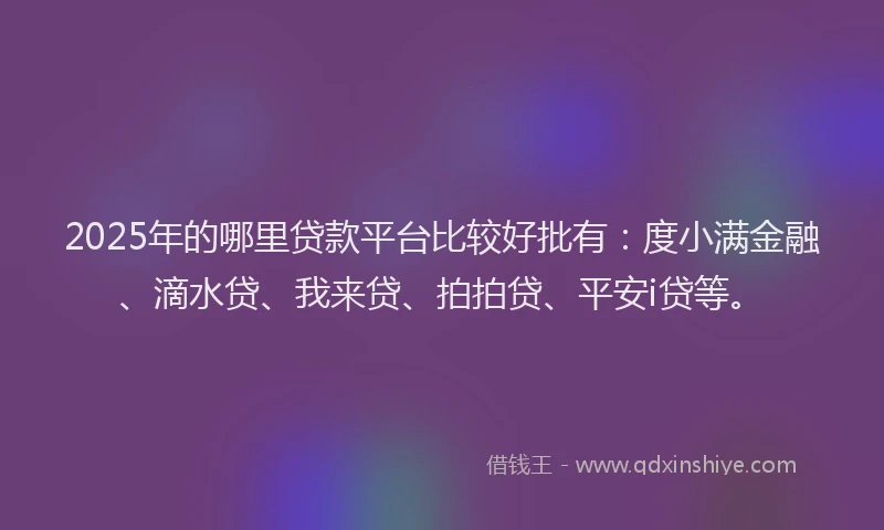 2025年的哪里贷款平台比较好批有：度小满金融、滴水贷、我来贷、拍拍贷、平安i贷等。