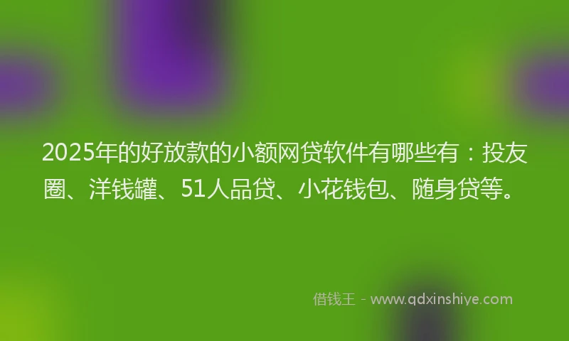 2025年的好放款的小额网贷软件有哪些有：投友圈、洋钱罐、51人品贷、小花钱包、随身贷等。