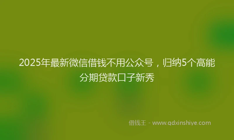 2025年最新微信借钱不用公众号，归纳5个高能分期贷款口子新秀