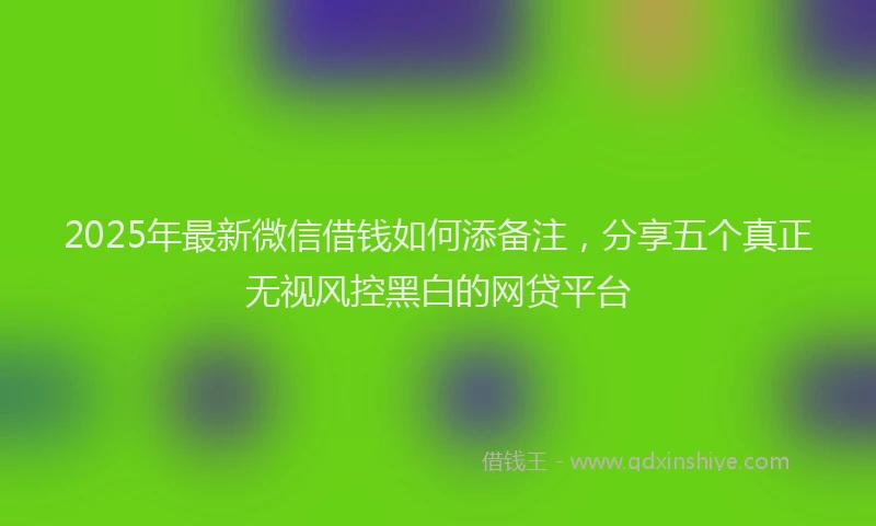 2025年最新微信借钱如何添备注，分享五个真正无视风控黑白的网贷平台