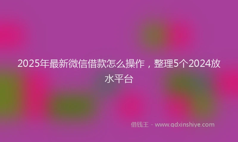 2025年最新微信借款怎么操作，整理5个2024放水平台