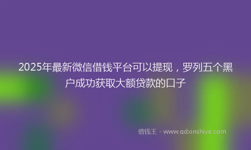 2025年最新微信借钱平台可以提现，罗列五个黑户成功获取大额贷款的口子