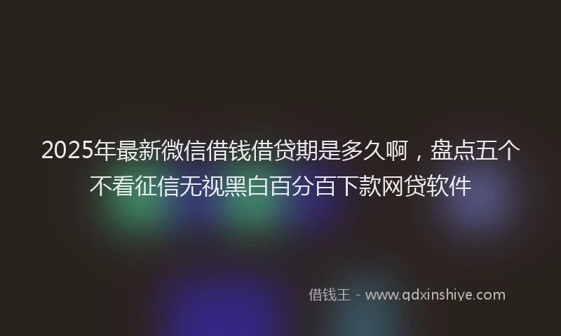 2025年最新微信借钱借贷期是多久啊，盘点五个不看征信无视黑白百分百下款网贷软件