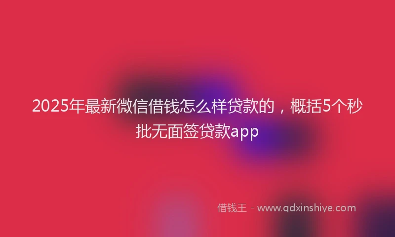 2025年最新微信借钱怎么样贷款的，概括5个秒批无面签贷款app