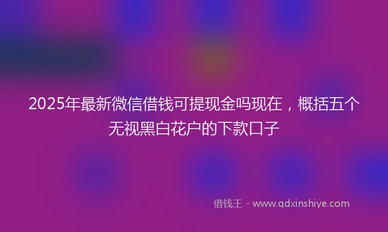 2025年最新微信借钱可提现金吗现在，概括五个无视黑白花户的下款口子