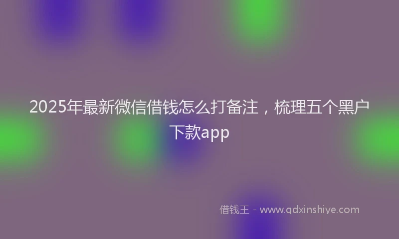 2025年最新微信借钱怎么打备注，梳理五个黑户下款app