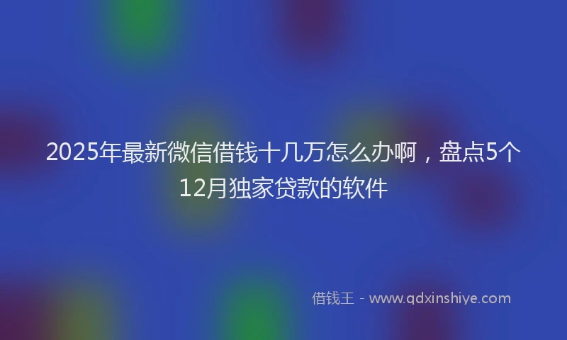 2025年最新微信借钱十几万怎么办啊，盘点5个12月独家贷款的软件