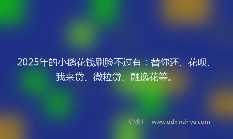 2025年的小鹅花钱刷脸不过有：替你还、花呗、我来贷、微粒贷、融逸花等。
