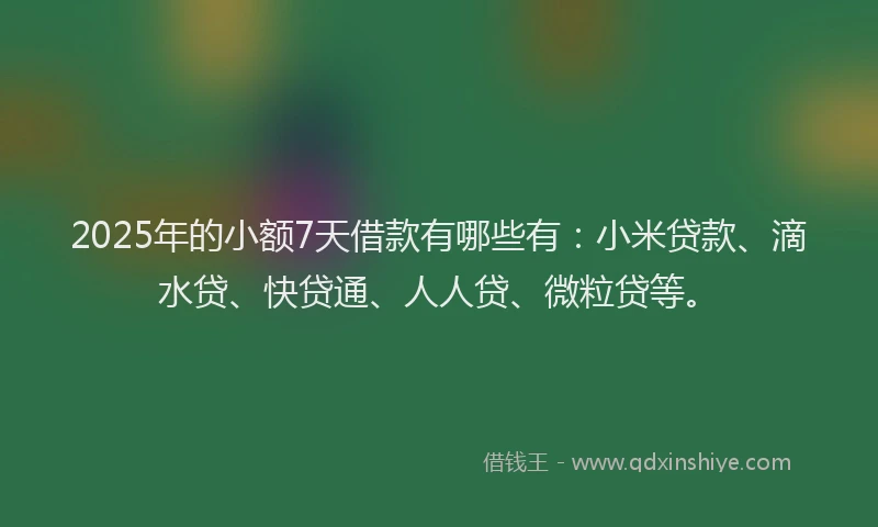 2025年的小额7天借款有哪些有：小米贷款、滴水贷、快贷通、人人贷、微粒贷等。