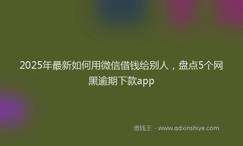 2025年最新如何用微信借钱给别人，盘点5个网黑逾期下款app