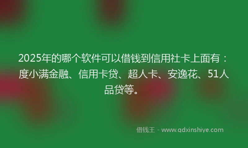 2025年的哪个软件可以借钱到信用社卡上面有：度小满金融、信用卡贷、超人卡、安逸花、51人品贷等。