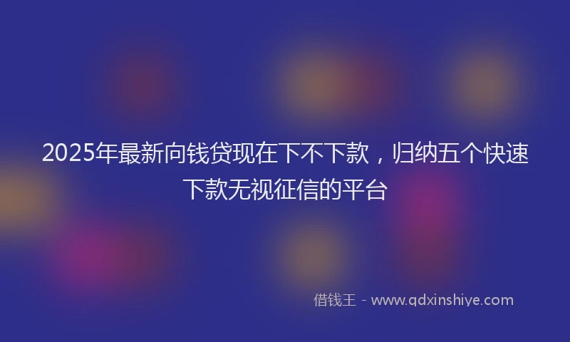2025年最新向钱贷现在下不下款，归纳五个快速下款无视征信的平台