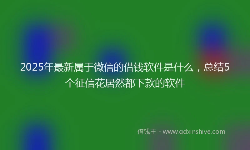 2025年最新属于微信的借钱软件是什么，总结5个征信花居然都下款的软件