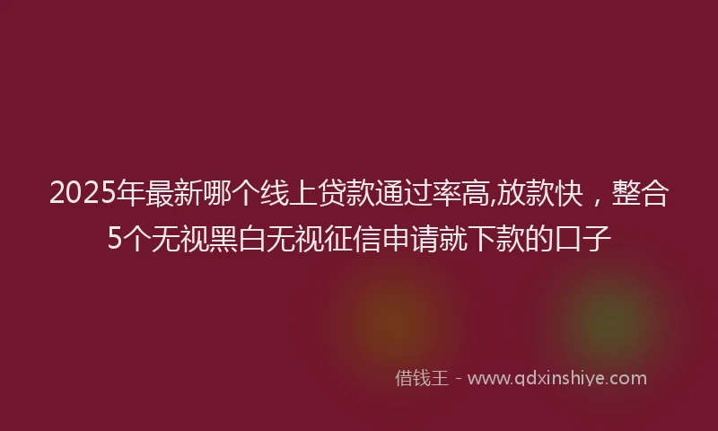 2025年最新哪个线上贷款通过率高,放款快，整合5个无视黑白无视征信申请就下款的口子
