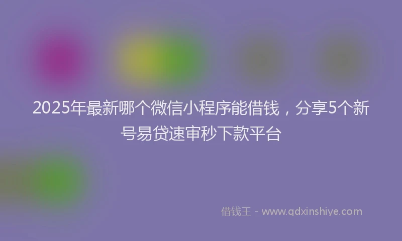 2025年最新哪个微信小程序能借钱，分享5个新号易贷速审秒下款平台