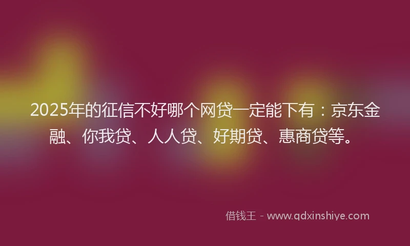 2025年的征信不好哪个网贷一定能下有：京东金融、你我贷、人人贷、好期贷、惠商贷等。
