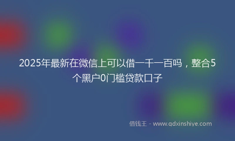 2025年最新在微信上可以借一千一百吗，整合5个黑户0门槛贷款口子
