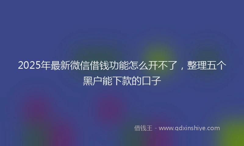 2025年最新微信借钱功能怎么开不了，整理五个黑户能下款的口子
