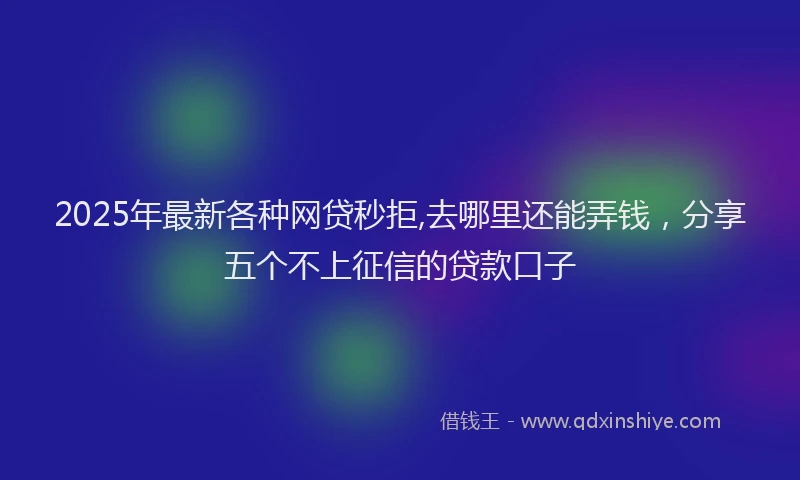 2025年最新各种网贷秒拒,去哪里还能弄钱，分享五个不上征信的贷款口子