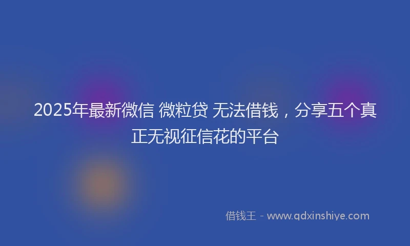 2025年最新微信 微粒贷 无法借钱，分享五个真正无视征信花的平台
