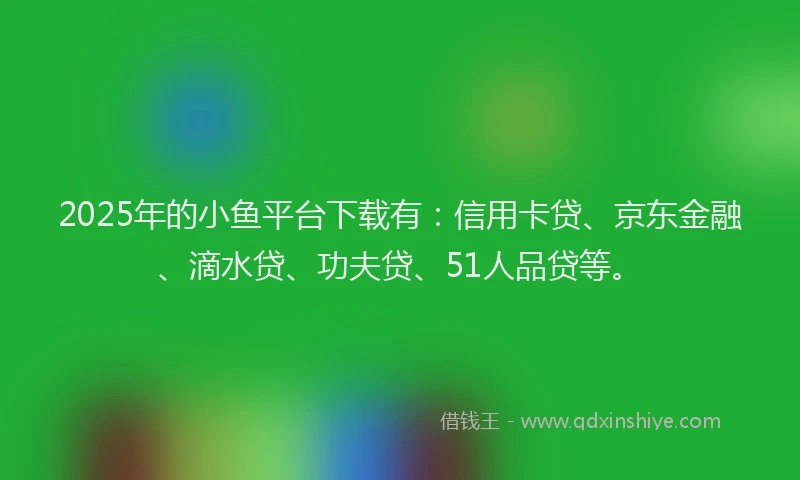 2025年的小鱼平台下载有：信用卡贷、京东金融、滴水贷、功夫贷、51人品贷等。